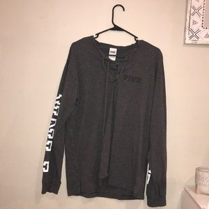 Gray long sleeve pink shirt